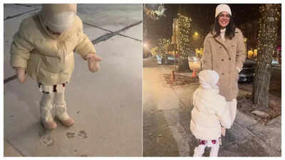 Priyanka Chopra’s daughter Malti Marie’s pure joy on seeing her footprints in the snow spreads holiday cheer like no other – Watch |